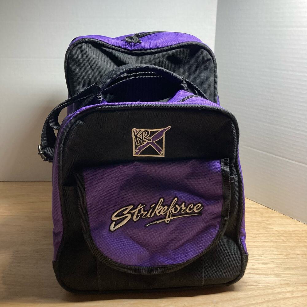 KR X StrikeForce Single Bowling Ball Bag Purple & Black w/Handles EUC